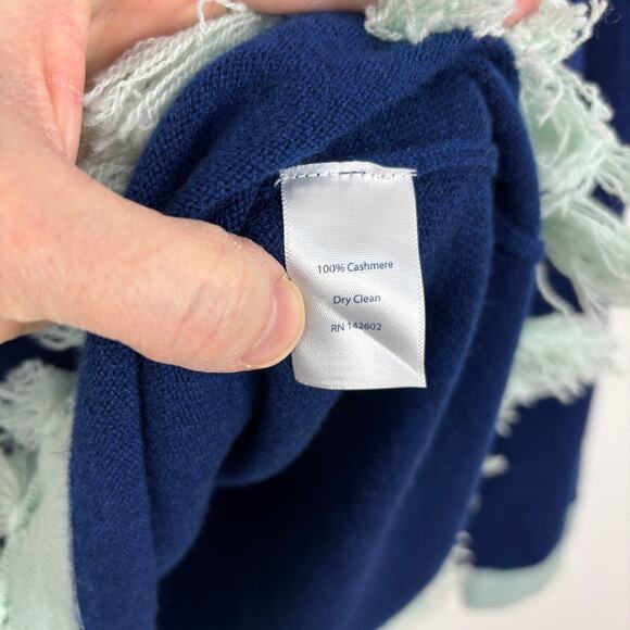 Sail to Sable NEW Cashmere Sweater Tassels Blue Mint Small preppy classic - Picture 7 of 8